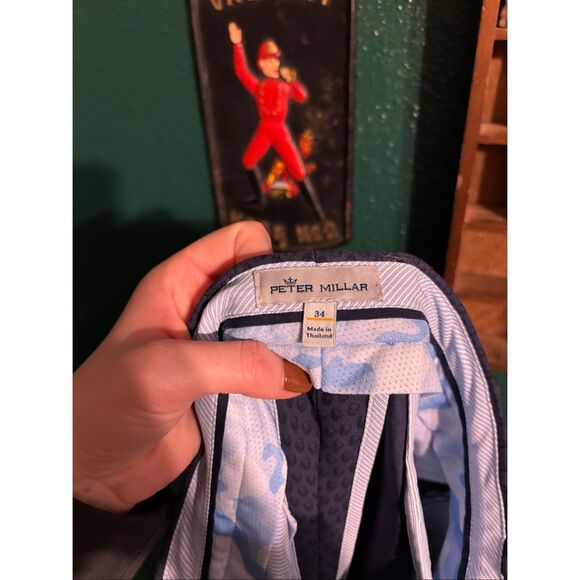 Peter Millar Shorts Mens 34 Navy 9" Inseam Skull Print Performance Golf Chino - Picture 4 of 4